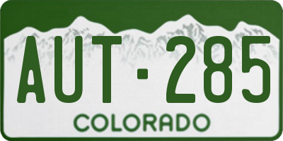 CO license plate AUT285