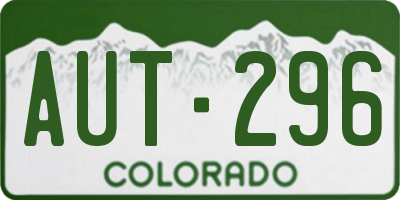 CO license plate AUT296