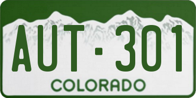 CO license plate AUT301