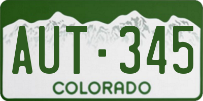 CO license plate AUT345