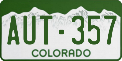 CO license plate AUT357