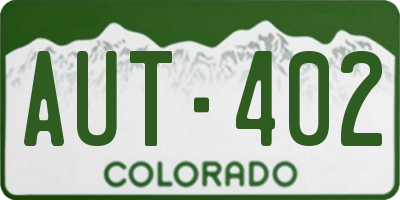CO license plate AUT402