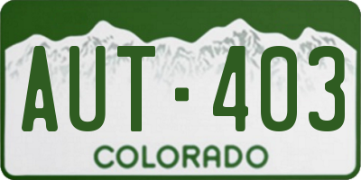 CO license plate AUT403