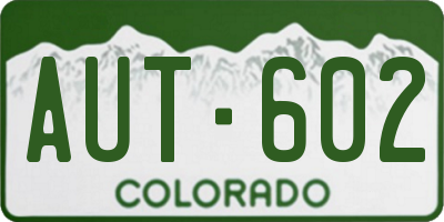 CO license plate AUT602