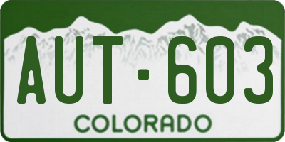 CO license plate AUT603