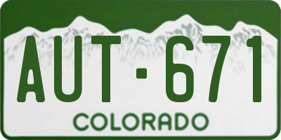 CO license plate AUT671