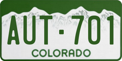 CO license plate AUT701