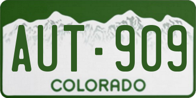 CO license plate AUT909