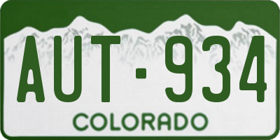 CO license plate AUT934