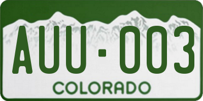 CO license plate AUU003