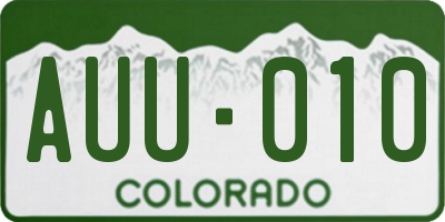 CO license plate AUU010