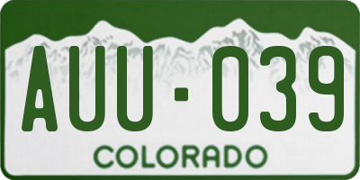 CO license plate AUU039