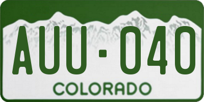 CO license plate AUU040