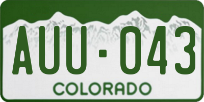 CO license plate AUU043