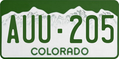 CO license plate AUU205