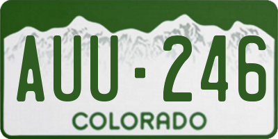 CO license plate AUU246