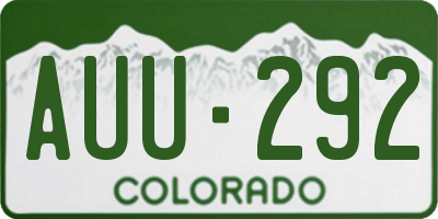 CO license plate AUU292