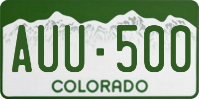 CO license plate AUU500