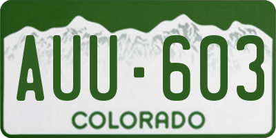 CO license plate AUU603
