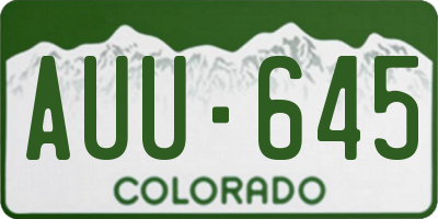 CO license plate AUU645