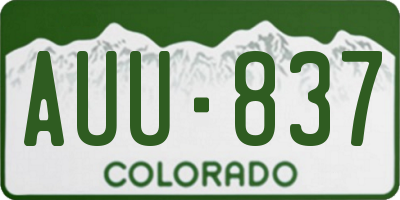 CO license plate AUU837