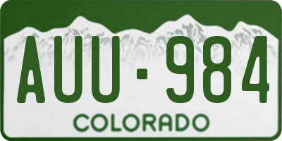 CO license plate AUU984
