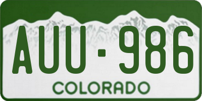 CO license plate AUU986