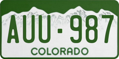CO license plate AUU987