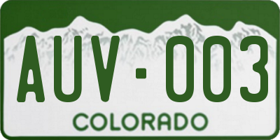 CO license plate AUV003