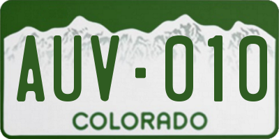 CO license plate AUV010