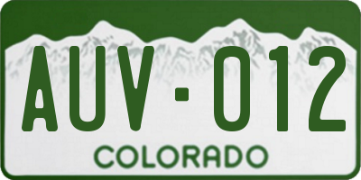 CO license plate AUV012