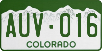 CO license plate AUV016