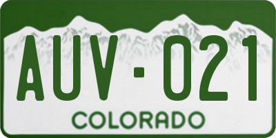 CO license plate AUV021