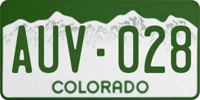 CO license plate AUV028