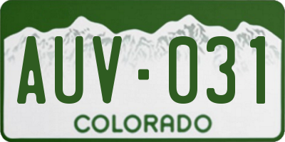 CO license plate AUV031