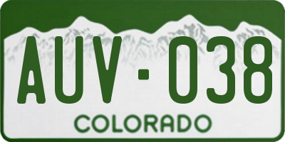CO license plate AUV038