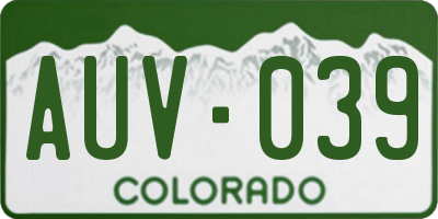 CO license plate AUV039