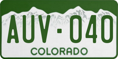 CO license plate AUV040