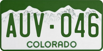 CO license plate AUV046