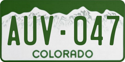CO license plate AUV047