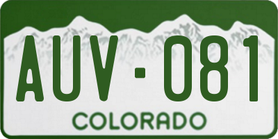 CO license plate AUV081