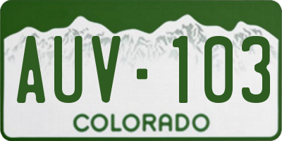 CO license plate AUV103