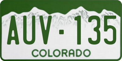 CO license plate AUV135
