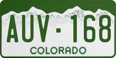 CO license plate AUV168