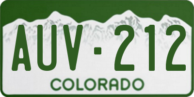 CO license plate AUV212