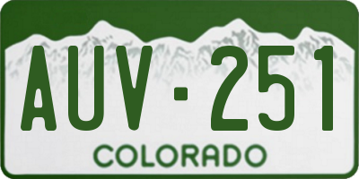 CO license plate AUV251