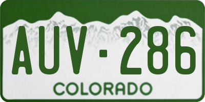 CO license plate AUV286