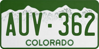 CO license plate AUV362