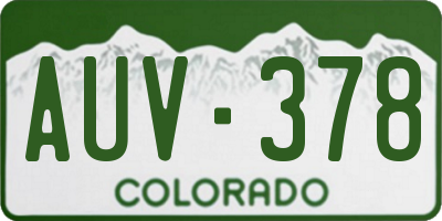 CO license plate AUV378
