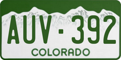 CO license plate AUV392